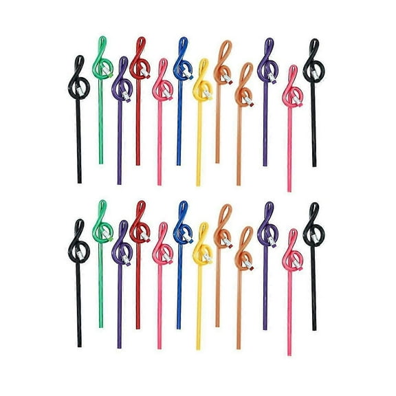 RAIN 24pcs Students Note Pencils Musical Note Pencils With Eraser Colorful Music Pencils Wooden Treble C