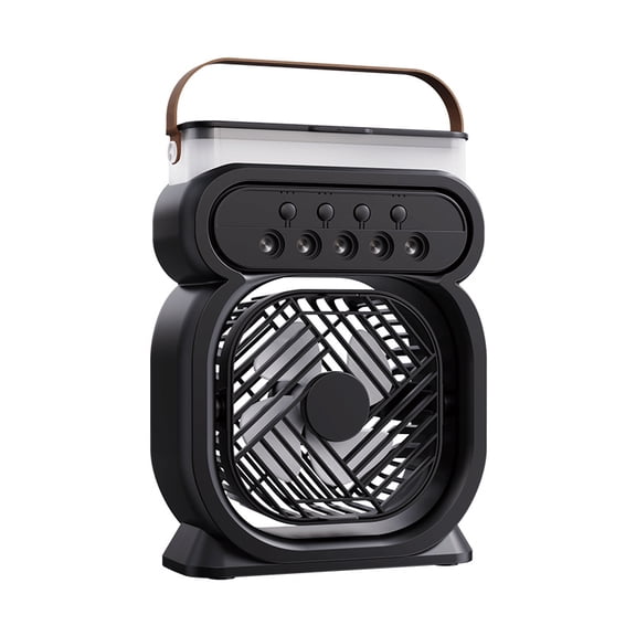 RAIN 3-in-1 Portable Air Cooler Humidifier Mist Fan with 450ml Water Tank 5-Nozzle Spray Personal Mini Fan with Timer and 7-Color Ambient Light,1pcs,Black