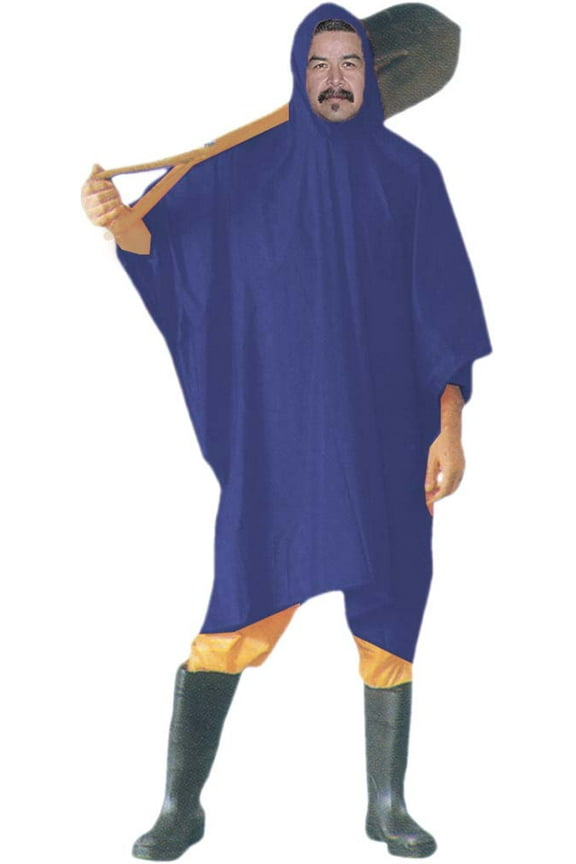 RAIN GUARD 10 Mil Blue Vinyl Rain Poncho with Hood | Expanded 50" x 80" (127 cm x 203.2 cm) | Folded 7" x 9" (17.8 cm x 22.9 cm) | Reusable Waterproof Protection | Adult Size | Includes Storage Pouch