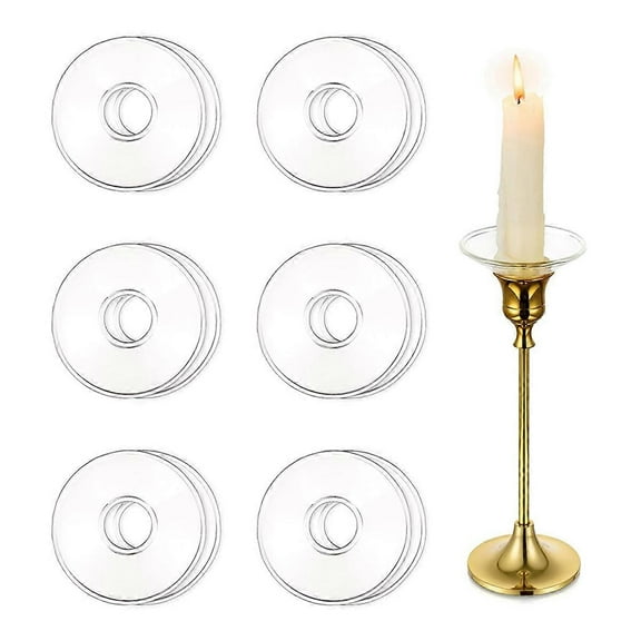 RAIN Glass Bobeches for Candlestick Holders, 12 Pcs Candle Drip Protectors Candle Rings for Tapers, Candl