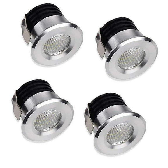 RAIN New products in 2025,Set of 4 Mini Recessed LED Spotlights, 3W, Warm White, for Showcase, Indoor Station, Plasterboard Lighting, with Transformer [Ene
