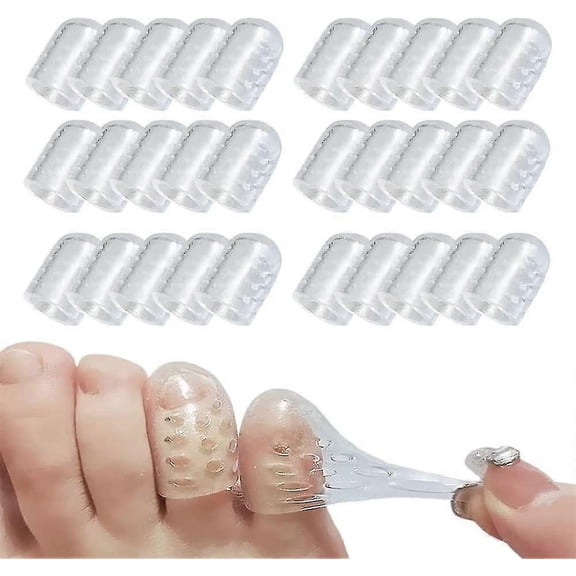 RAIN Silicone Anti-friction Toe Protector,60 Pcs Silicone Breathable Toe Covers Little Toe Protectors Caps Guards For Corns, Blisters And Ingrown Toena