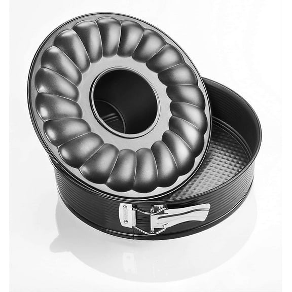 RAIN Springform cake tin, springform crown tin, round cake tin, Stainless steel, Black, 24 x 24 x 6.5 cm