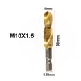 RAINB 1Pc Titanium Plated Hex Shank Hss Screw Thread Metric Tap Drill