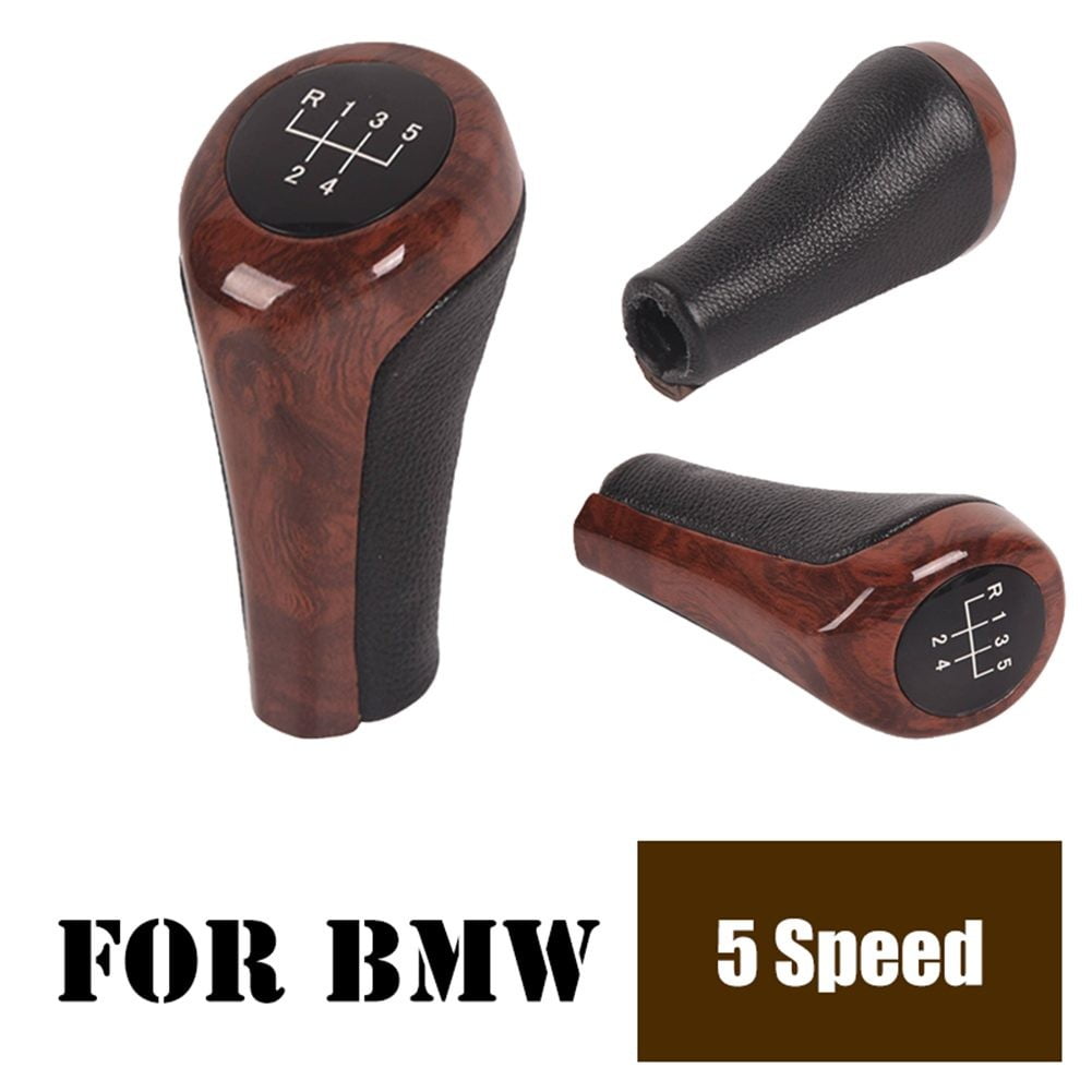 RAINB 5/6 Speed Gear Shift Knob Wood Grain Leather For Bmw E30 E36 E46