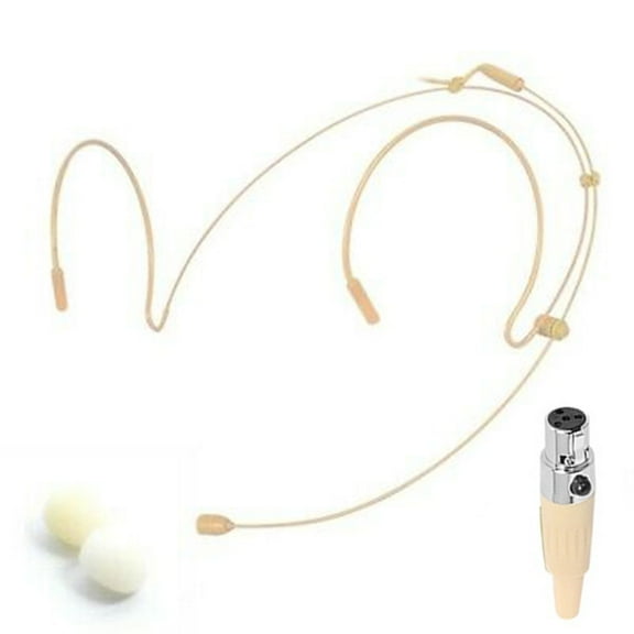 RAINB Beige Mini Xlr 4 Pin Ta4F Head Worn Dual Earhook Headset Microphone For Shure