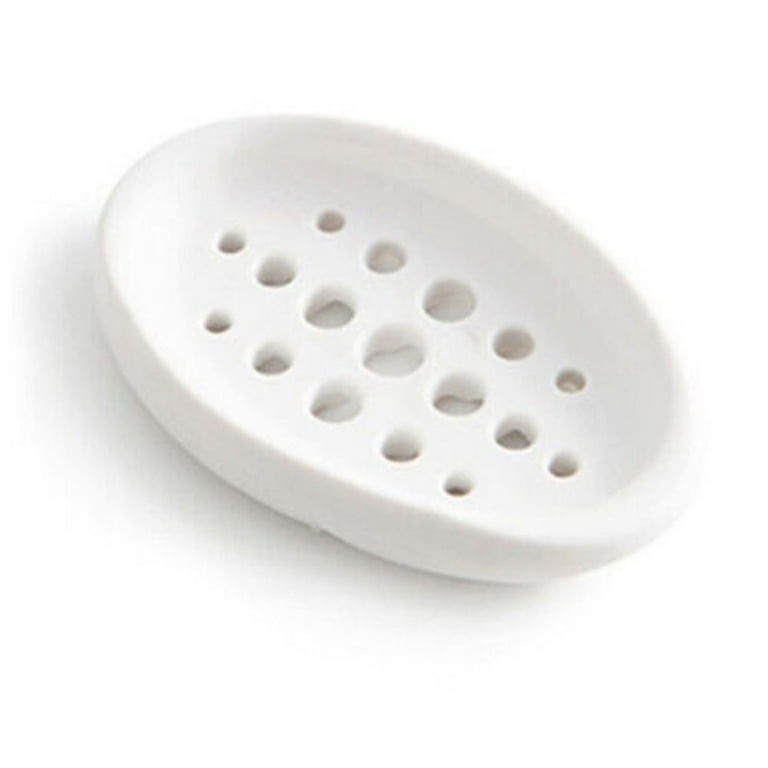 Silicone Soap Holder Tray Soap Dish Box Drain for Bathroom Kitchen