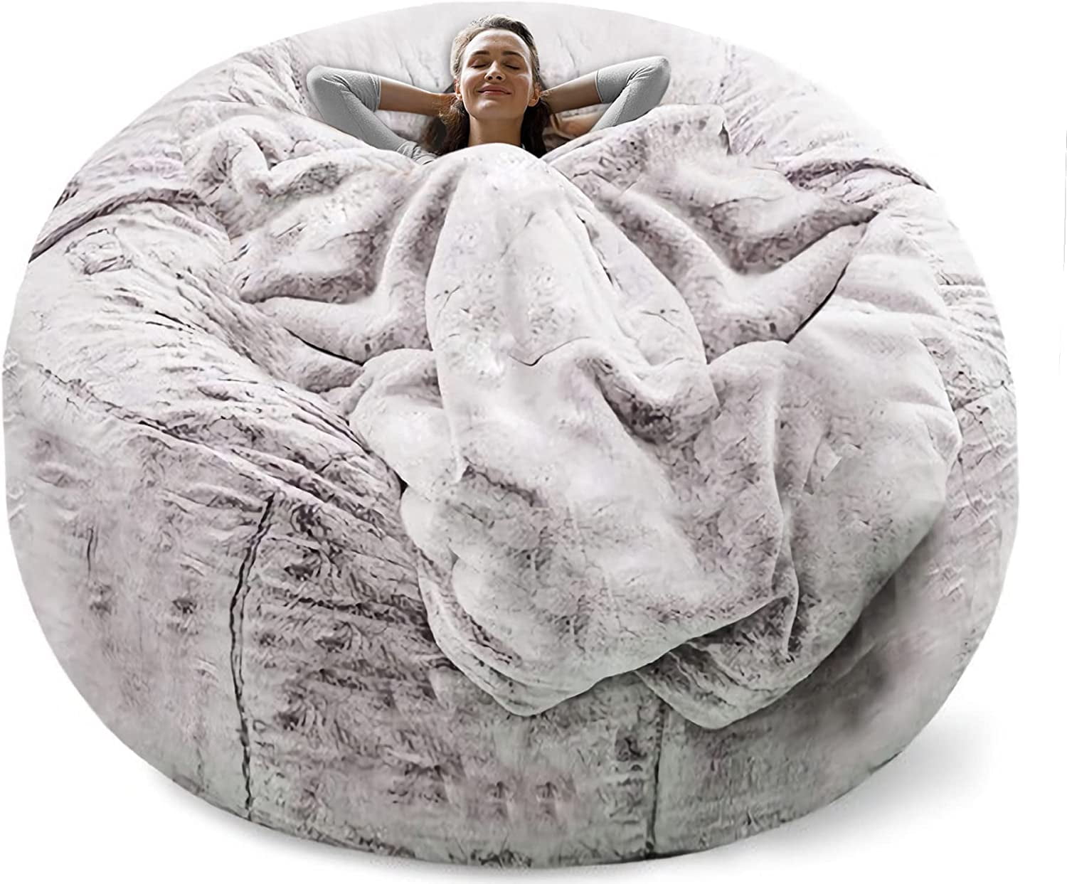 RAINBEAN Bean Bag Bed Chair Sofa Cover, Plush Comfortable Round Soft