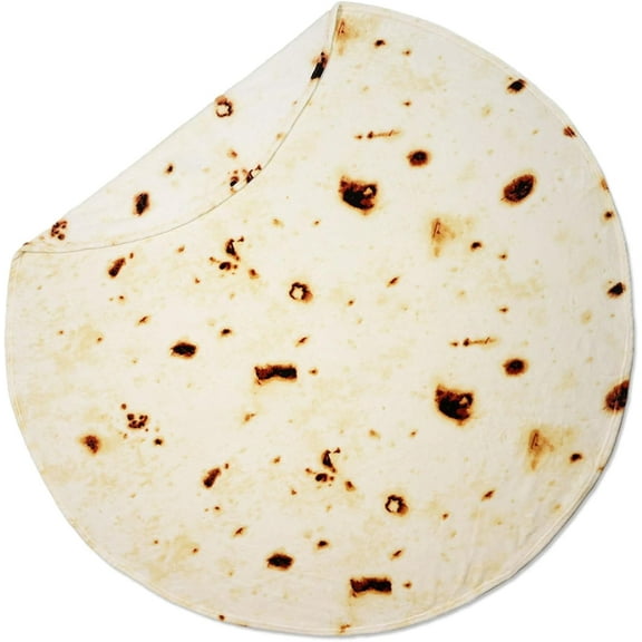 RAINBEAN Excervent Large Tortilla Burritos Wrap Blanket, 300 GSM Double Sided Funny Realistic Food Blanket, Novelty Tortilla Giant Super Soft Taco Flannel Throw Blankets, Beige (60 inch)