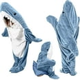 thumbnail image 1 of RAINBEAN Shark Blanket Hoodie Onesie for Adults and Kids, Cozy Flannel Shark Sleeping Bag, 1 of 7