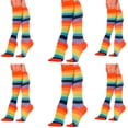 thumbnail image 1 of RAINBOW 6 PAIRS  WOMENS KNEE HIGH SOCKS SIZE 9-11, 1 of 1