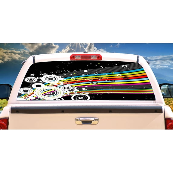RAINBOW BLAST Rear Window Graphic back truck decal suv view thru vinyl
