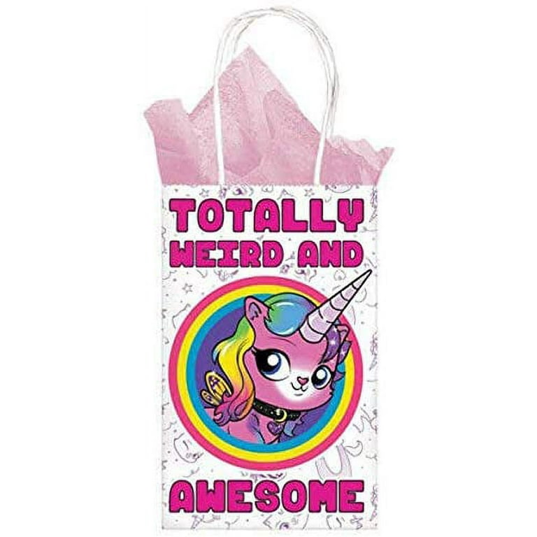 Unicorn Party Favor Bag Party Supplies Treat Goodie Bags for Kids Birthday  with 48 Pcs Stickers 9.4 x 5.1 x 3.15 48 Pcs 