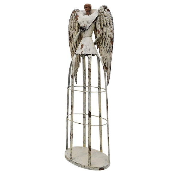 RAINBOW HANDCRAFTS 30” Antiqued Metal Guardian Angel Garden Statue, Hand Painted Decor