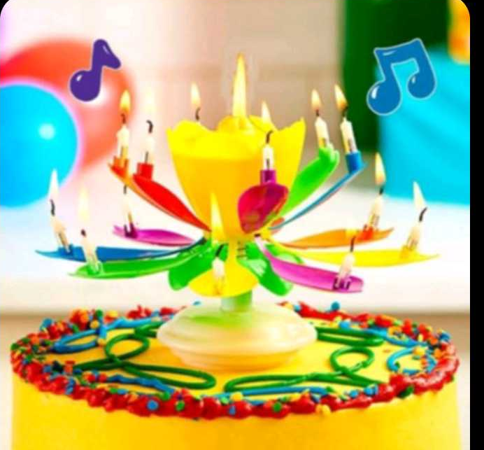 (RAINBOW) Musical Birthday Candle Blooming Lotus Lily of the Valley