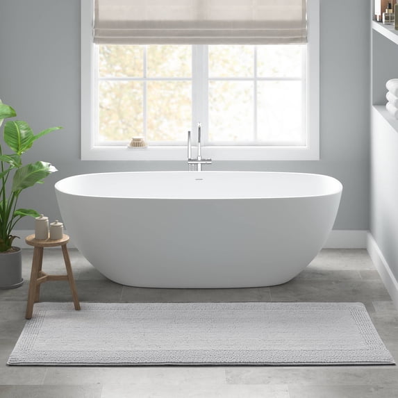 RAINLEX 1 PCS 24x60" 100% Cotton Tufted 3000 GSM Reversible Bath Rug Grey