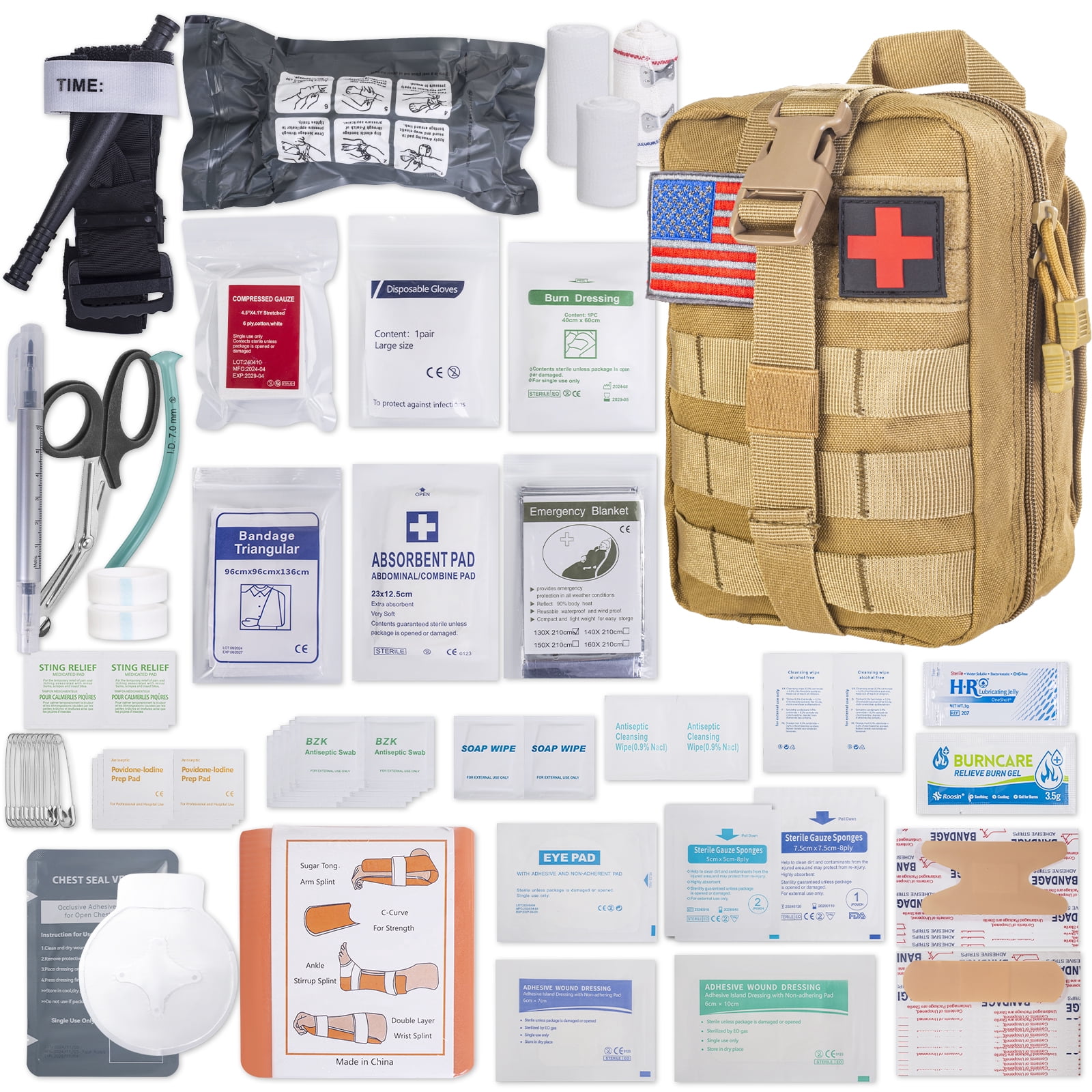RAINLOS Survival First Aid Kit with Tourniquet, 6
