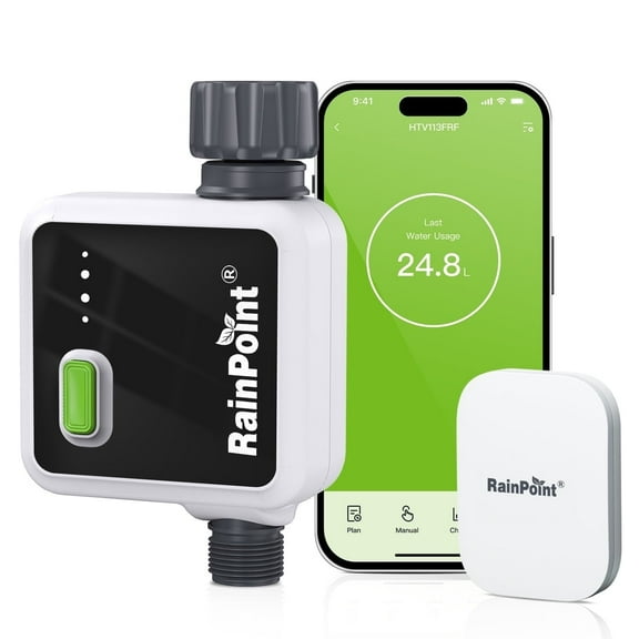 RainPoint Smart Water Timer for Garden Hose with Hub, Wireless Outdoor Sprinkler Irrigation Control, 1 Zone, Gateway Hub included