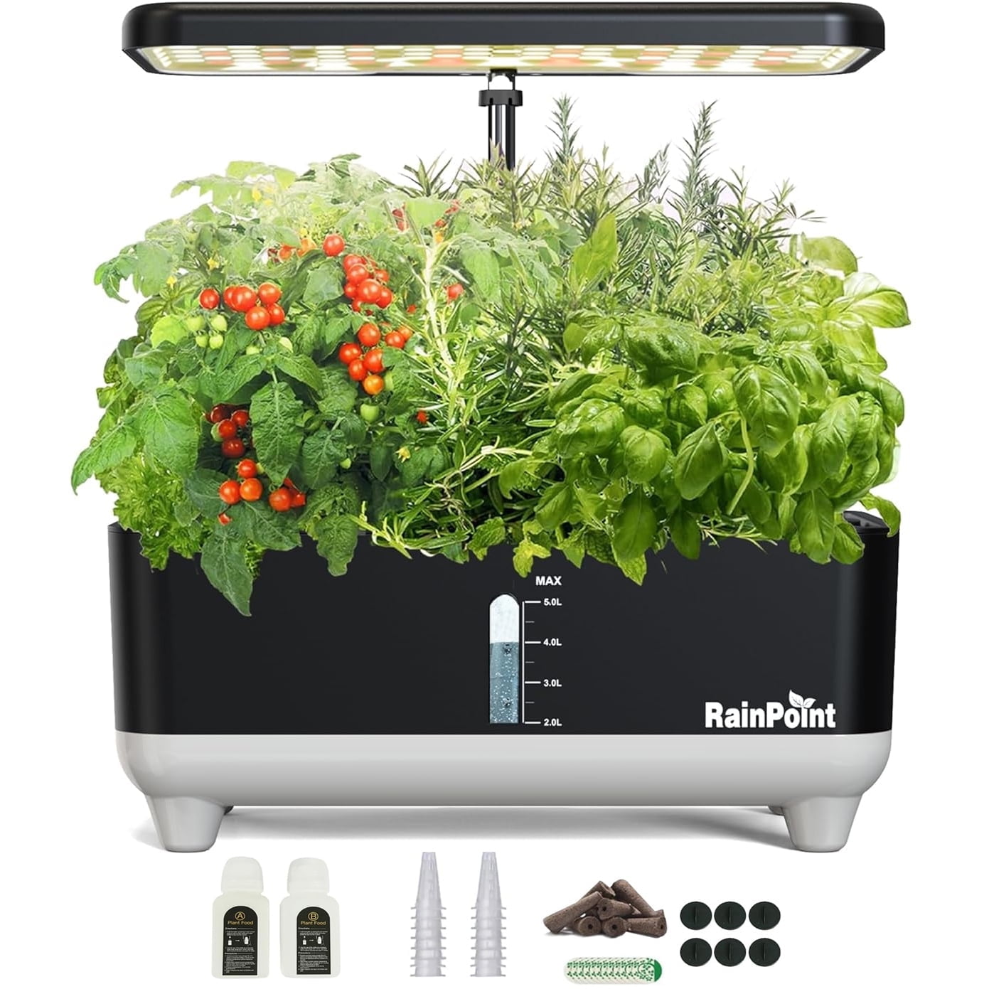 RAINPOINT Silver 5L Hydroponics Growing System Kit with LED Light