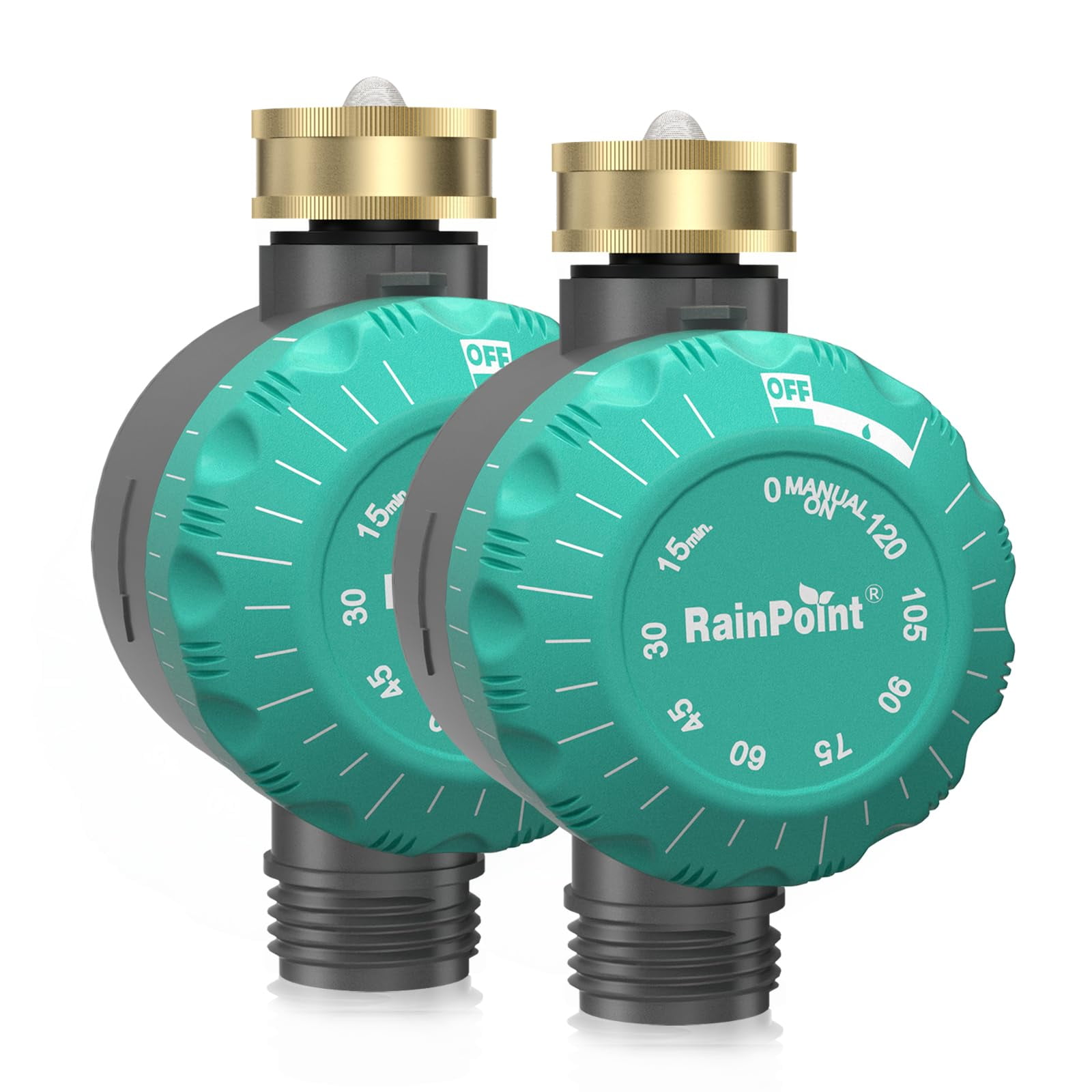 RAINPOINT 2Pack Mechanical Sprinkler Timer with Brass Swivel, Water