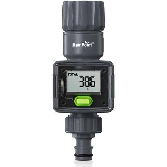 RainPoint Digital Garden Hose Flow Meter with Real-Time Tracking and Usage Alert for Outdoor Plants