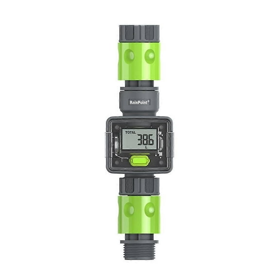 RAINPOINT Digital Water Flow Meter LCD Outdoor Garden Hose Water Consumption Flow Rate Measure 3/4in