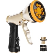 RainPoint Garden Hose Nozzle Sprayer, Watering Nozzles Heavy Duty Metal Flow Control 9 Types of Sprays,Yellow