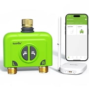 RainPoint Smart Sprinkler Timer 2 Zone Irrigation System for Garden Watering, HTV245B Water Hose Timer and HWG023WRF WI-FI Hub, Brass Inlet Garden Watering APP Controlled