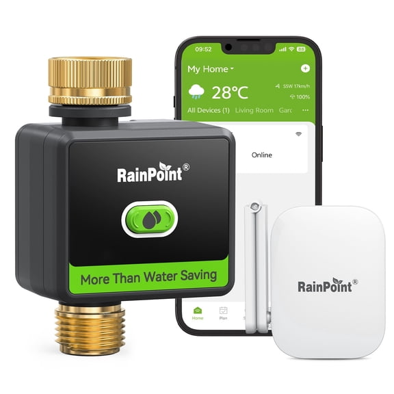 RainPoint smart WiFi watering timer 2Zone garden hose timer with APPIP65 waterproof sprinkler timer forlawgardengreenhouse3/4" faucet