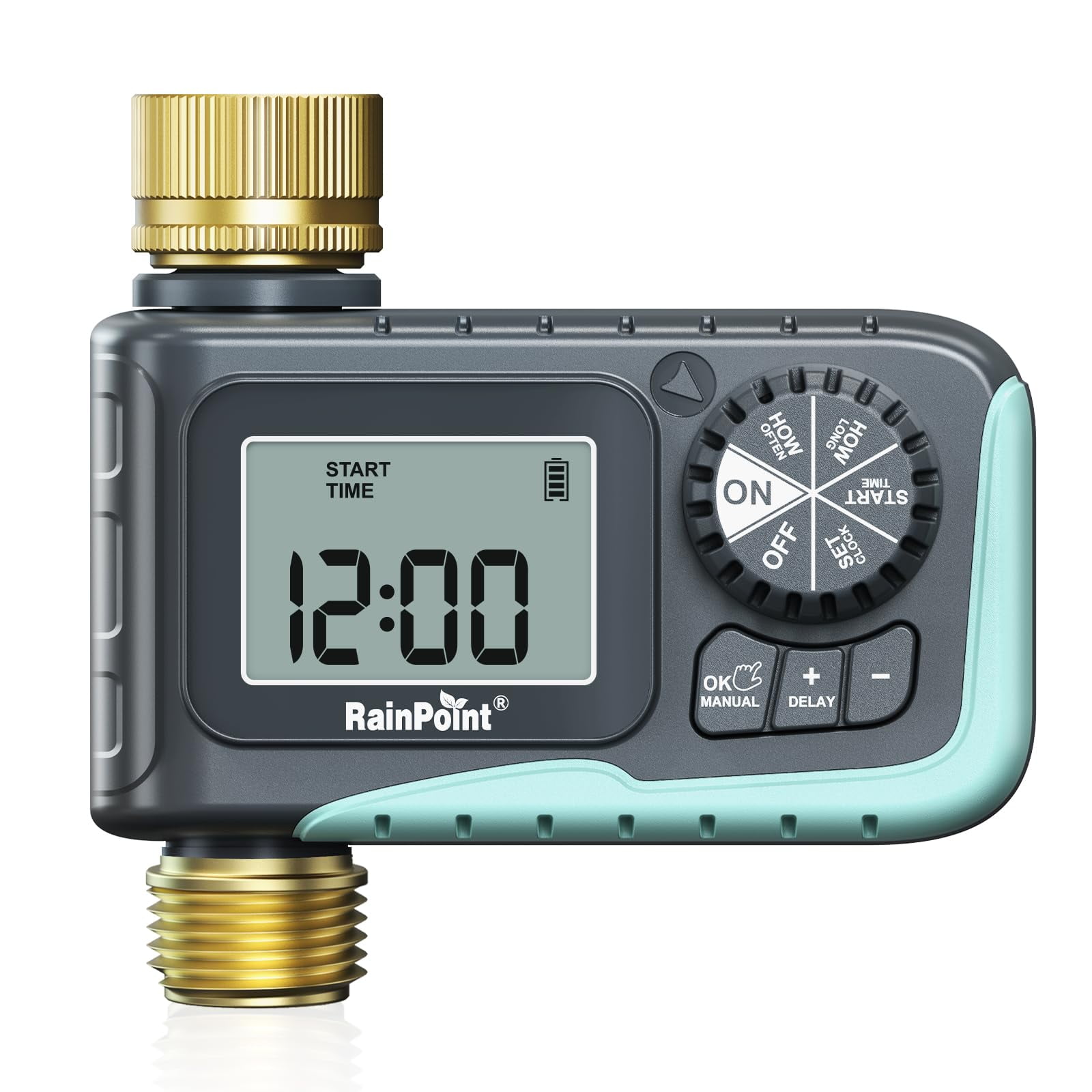 RAINPOINT Sprinkler Timer with Brass Inlet & Outlet, Programmable Hose ...