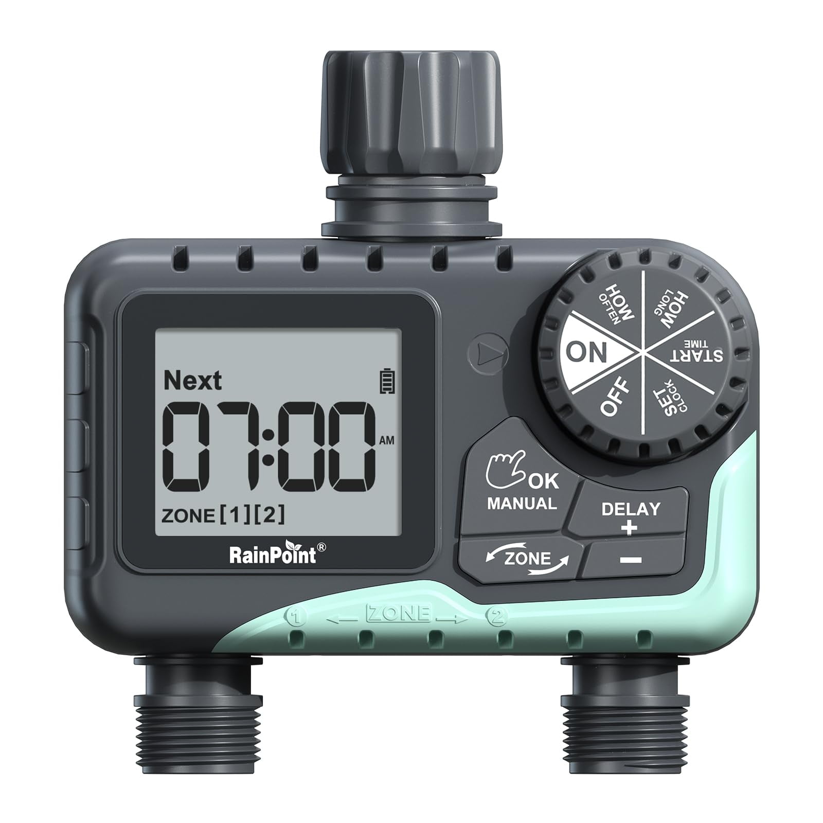 RAINPOINT Water Timer for Garden Hose - 2 Zone Sprinkler Timer with ...