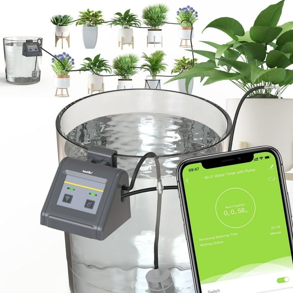 RainPoint Indoor Drip Irrigation Kit with APP Controlled Wi-Fi Water Pump Automatic Watering System for Potted Plants and Balcony