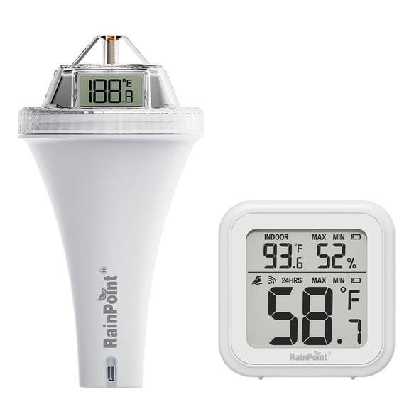 RAINPOINT Wireless Pool Thermometer - Accurate Swimming Pool and Pond Temperature Monitor with Indoor Display