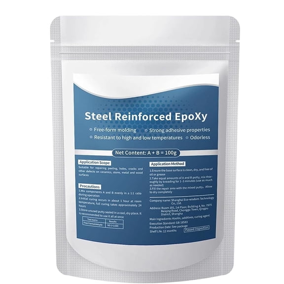 RAINPOT Steel Reinforced Epoxy Putty | 100g/3.52oz High Strength Repair Clay for Metal, Wood, Pipes, Tile, Drywall, Waterproof & Heat Resistant, Easy Mix, Durable Hardening, Home & Auto Fix (1Pc)