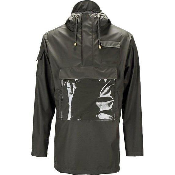 RAINS Unisex Glossy Camp Anorak Jacket, Green, Small/Medium