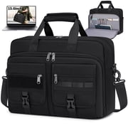 RAINSMORE 15.6 Inch Laptop Bag for Men Messenger Bag Business Laptop Briefcase with MOLLE System Large Travel,Black