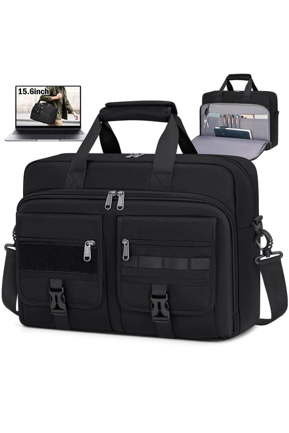 15.6 Inch Laptop Bag for Men Messenger Bag Business Laptop Briefcase with MOLLE System Large Travel,Black