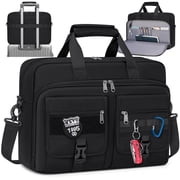 RAINSMORE 17.3 Inch Laptop Bag for Men Messenger Bag Business Laptop Briefcase with MOLLE System Large Travel,Black