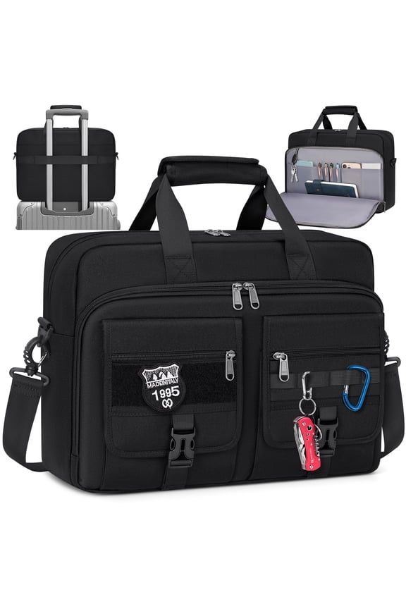 17.3 Inch Laptop Bag for Men Messenger Bag Business Laptop Briefcase with MOLLE System Large Travel,Black