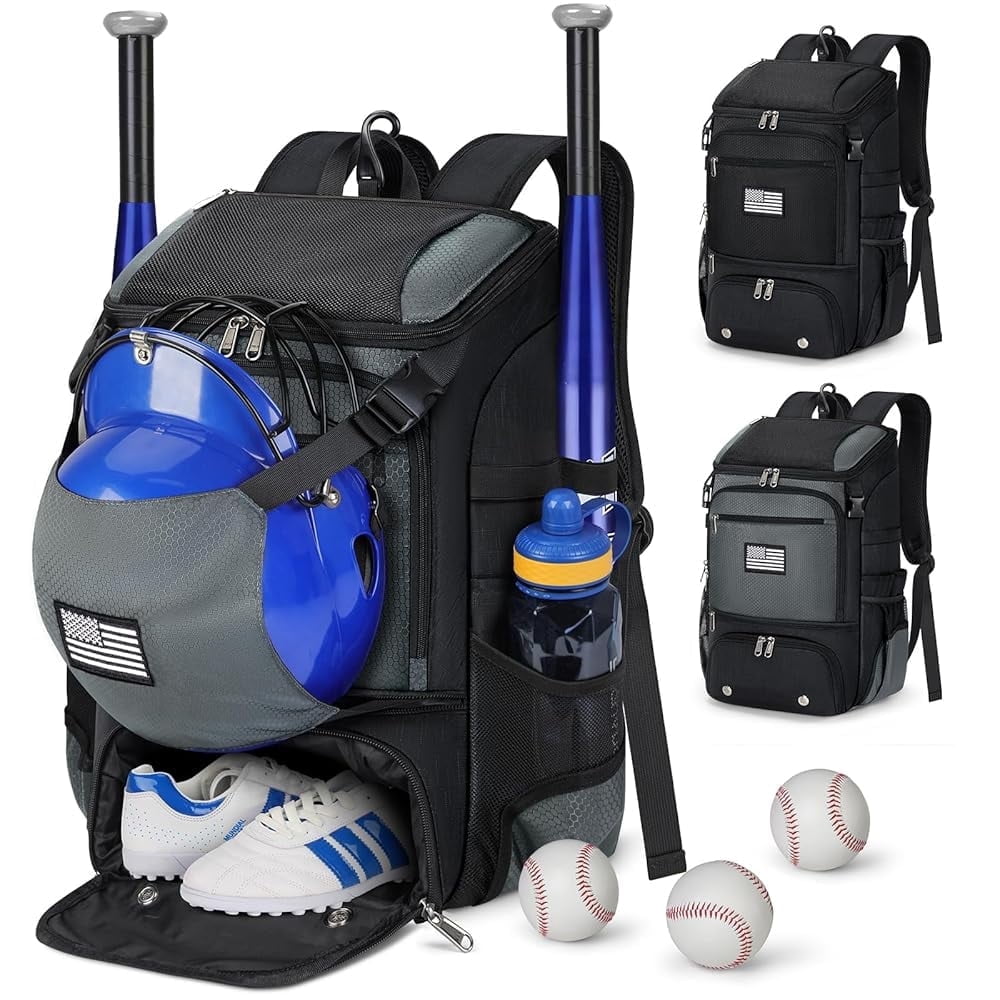 Pitching Backpack Rainsmore, Baseball Backpack, Grey, Lightweight with Shoe Compartment ...