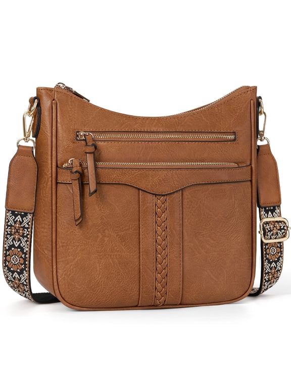 Crossbody Bags for Women Leather Shoulder Handbags Trendy Crossbody Purses Soft Lightweight Travel Purse,Brown