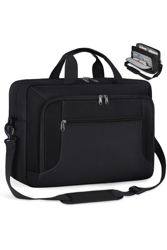 Laptop Bag 17.3 Inch Laptop Briefcase for Men Women Large Waterproof Laptop Case Business Office Work Computer Bag Adjustable Shoulder Messenger Bag,Black