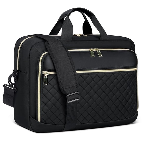 RAINSMORE Laptop Bag 17.3 Inch Laptop Briefcase for Women Men Waterproof Shoulder Messenger Bag Large Computer Bag for Business Office Work College,Black