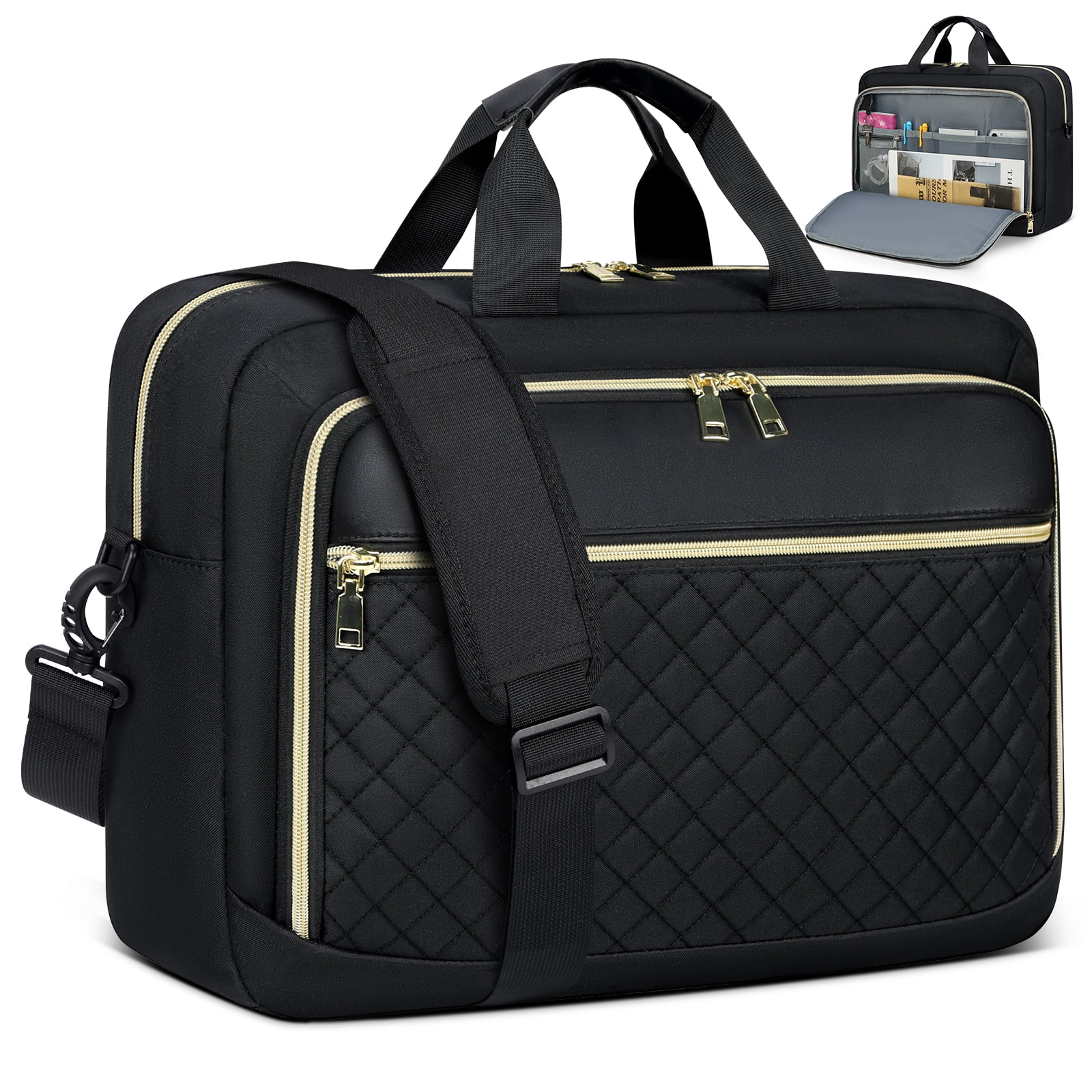 RAINSMORE Laptop Bag 17.3 Inch Laptop Briefcase for Women Men Waterproof Shoulder Messenger Bag Large Computer Bag for Business Office Work College,Black