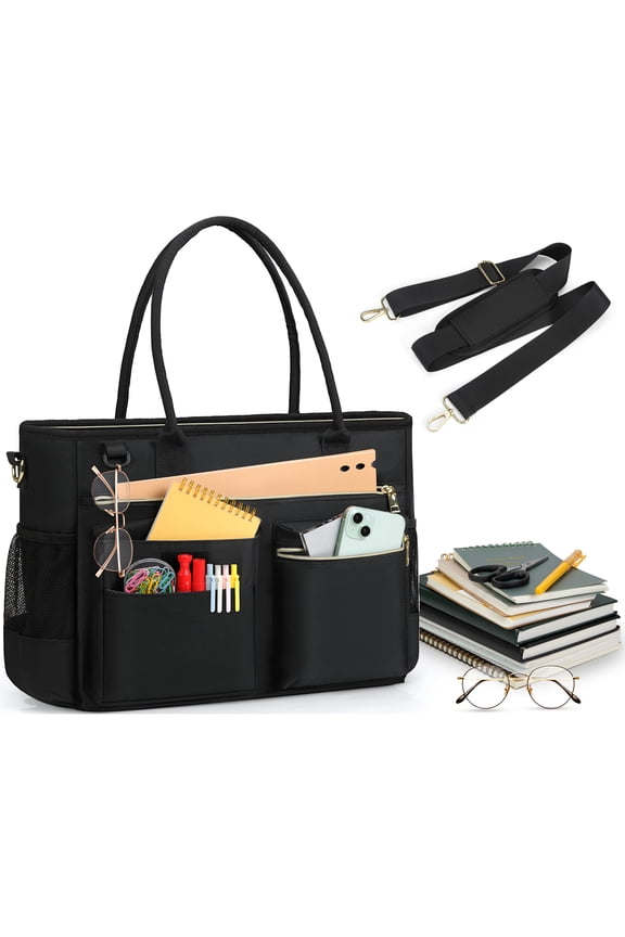 Laptop Bag for Women 15.6 Inch Teacher Tote Bag Nurse Bag Laptop Tote Briefcase Messenger Shoulder Bags Large Handbag Business Office Work,Black