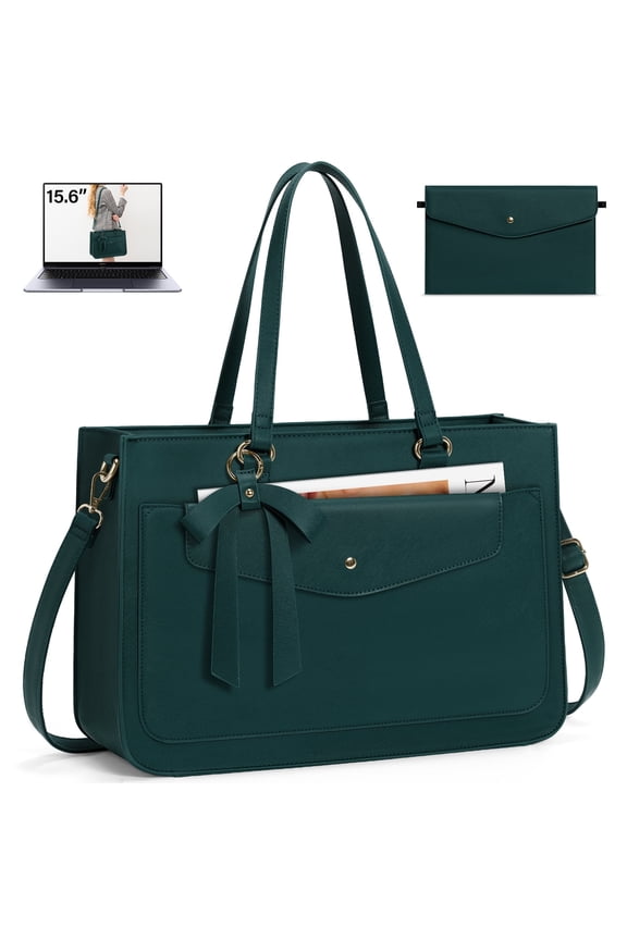 Women's Handbag 15.6 Inch Leather Tote Bags Waterproof Laptop Briefcase Office Business Work Travel Handbag for College Teacher