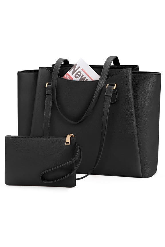 Laptop Bag for Women 15.6 Inch Work Tote Bags Waterproof Computer Bags Leather Professional Laptop Purse Womens Laptop Briefcase Large Handbag for Office Teacher Travel