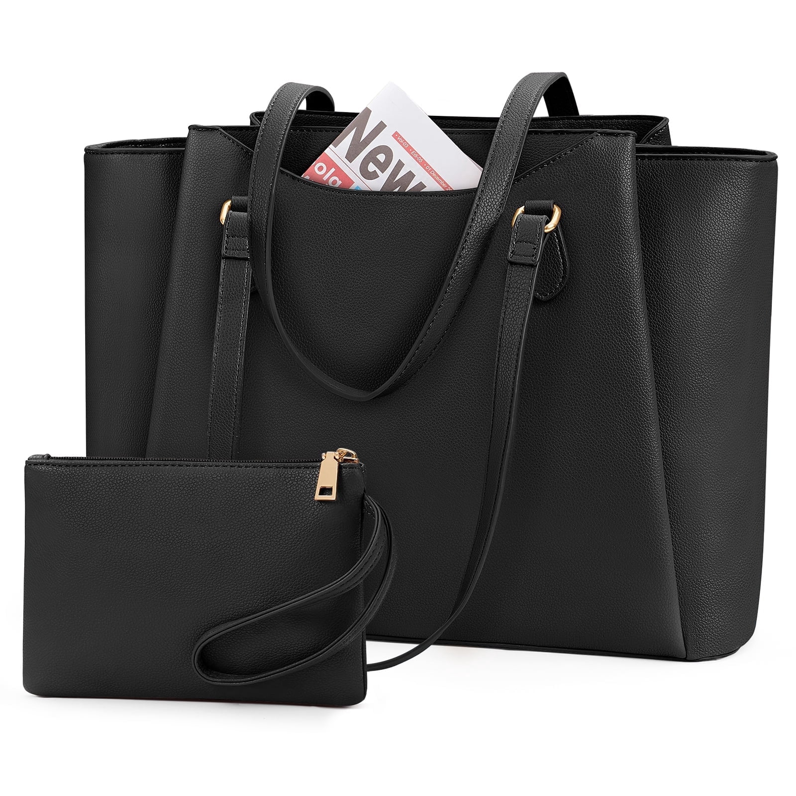 RAINSMORE Laptop Bag for Women 15.6 Inch Work Tote Bags Waterproof Computer Bags Leather Professional Laptop Purse Womens Laptop Briefcase Large Handbag for Office Teacher Travel