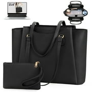 RAINSMORE Laptop Bag for Women 15.6 Inch Work Tote Bags Waterproof Computer Bags Leather Professional Laptop Purse Womens Laptop Briefcase Large Handbag for Office Teacher Travel