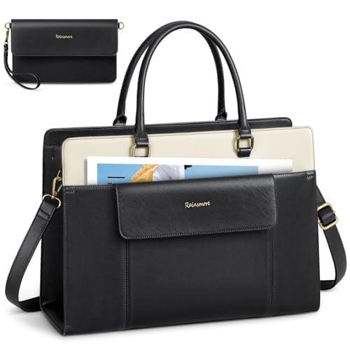 RAINSMORE Laptop Bag for Women inch Leather Laptop Tote Bag